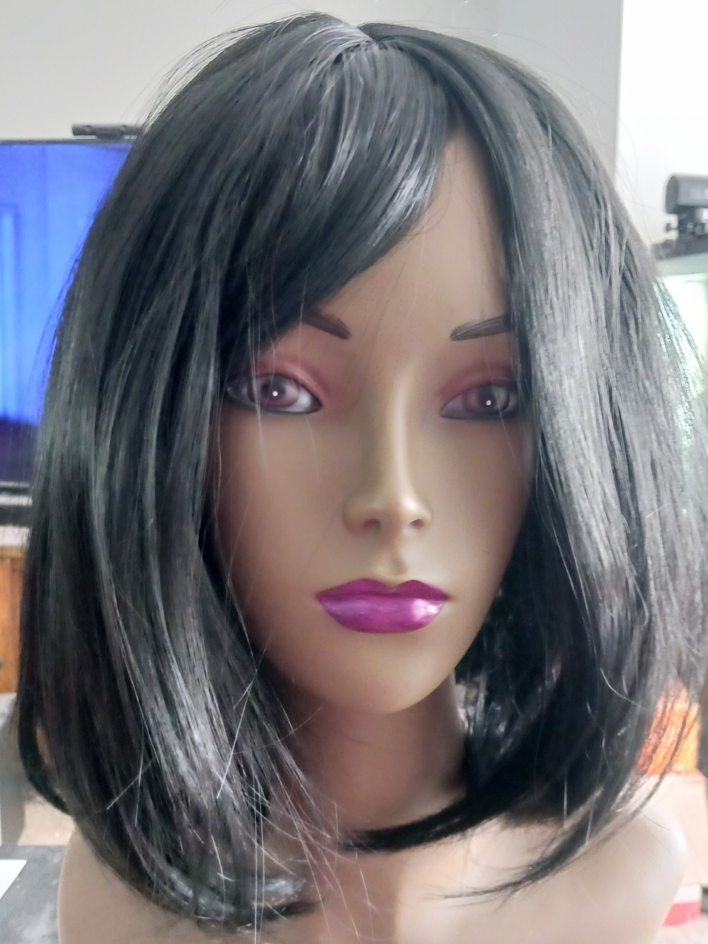 Black Synthetic Bob Wig for Women - Sleek Straight Style